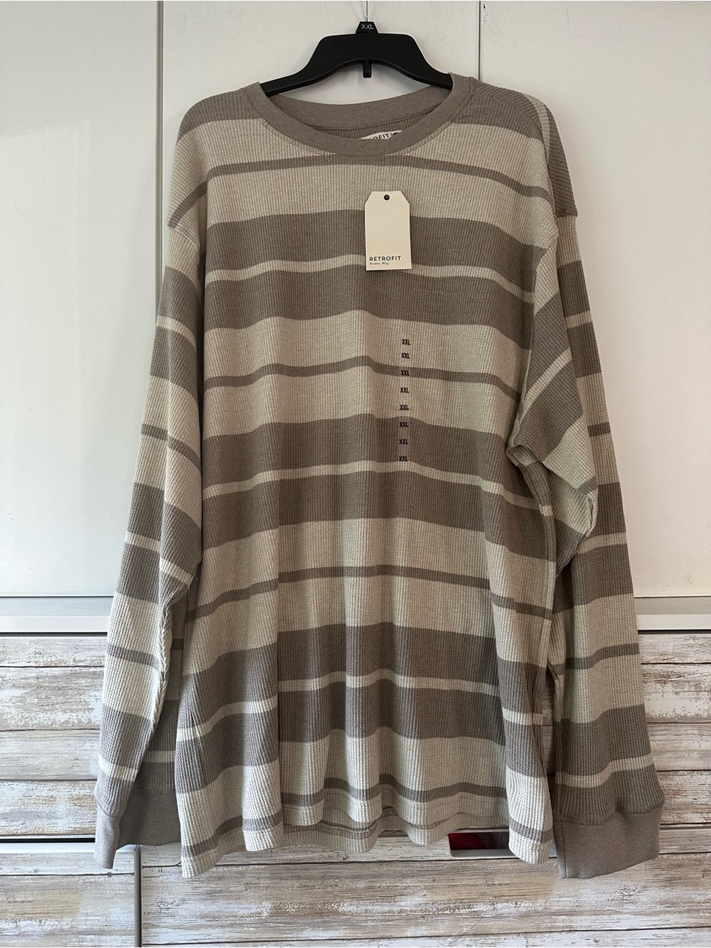 🤎 NWT Retrofit Boxy Fit Waffle Knit Striped Pullover Sweater XXL